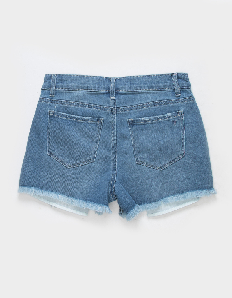 TRACTR High Rise Destruct Weekender Girls Denim Shorts image number 1