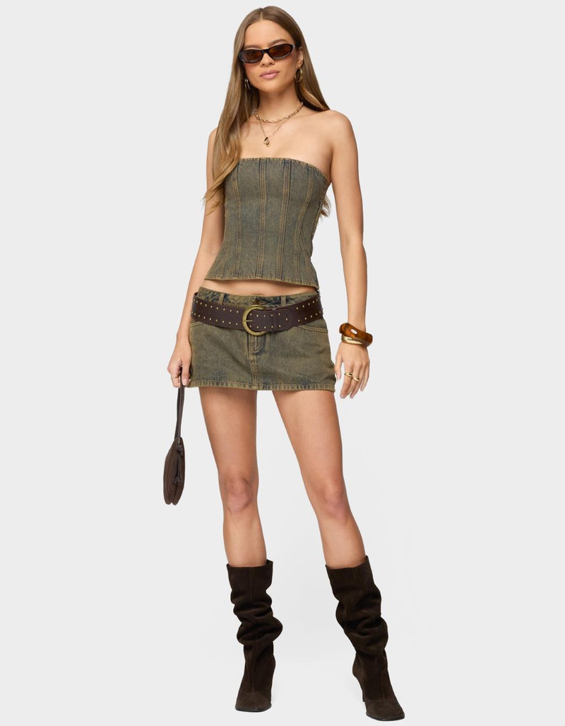 EDIKTED Camelia Denim Mini Skort image number 4