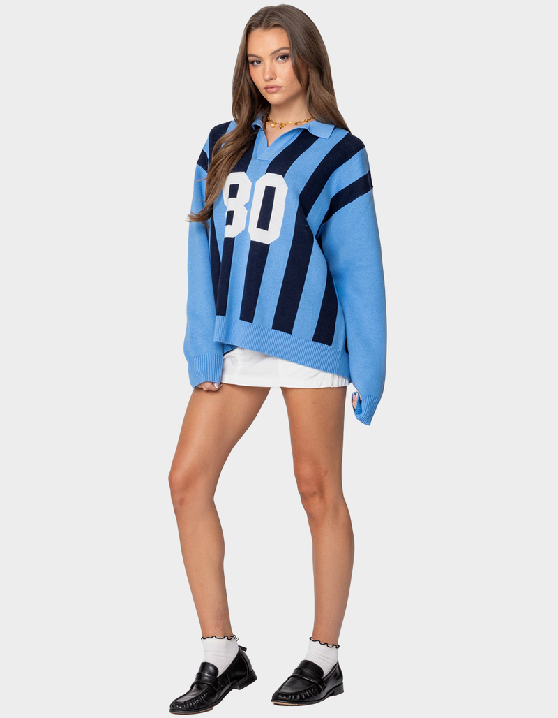 EDIKTED Larson Oversized Polo Sweater image number 3