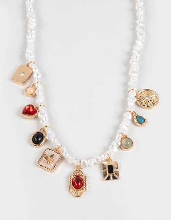 FULL TILT Butterfly/Heart Pearl Charm Necklace Alternative Image