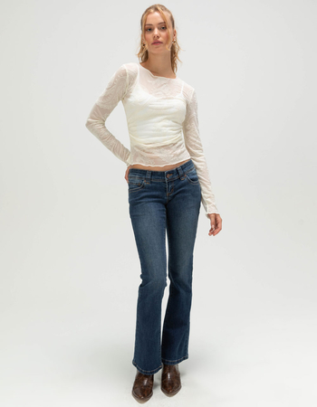 WEST OF MELROSE Womens Flocked Paisley Long Sleeve Top Alternative Image