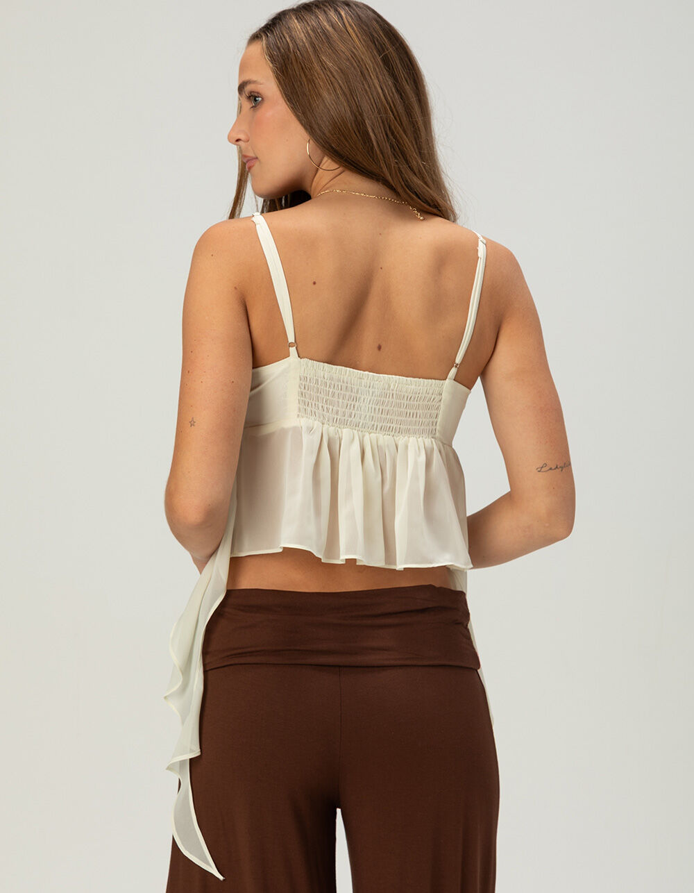 WEST OF MELROSE Womens Lace Trim Babydoll Top - CREAM | Tillys