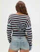 RSQ Womens Off The Shoulder Stripe High Rib Sweater image number 4