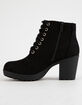 SODA Lug Sole Lace Up Black Womens Booties image number 3