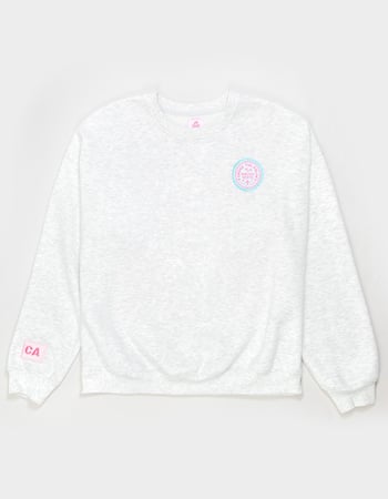 MALIBU SKYYE Stamps Embroidered Womens Crewneck Sweatshirt Alternative Image