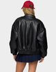 EDIKTED Halley Faux Leather Bomber Jacket image number 3
