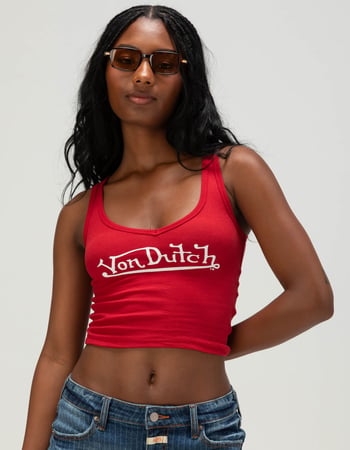 VON DUTCH Logo Womens V-Neck Tank Top Primary Image