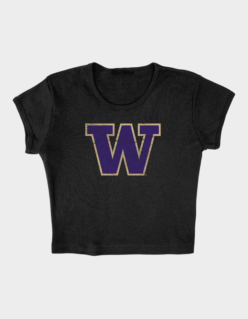 THE UNIVERSITY OF WASHINGTON Distressed Primary Logo Womens Baby Rib Tee image number 3