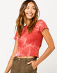 SKY AND SPARROW Tie Dye Thermal Red Womens Tee image number 1