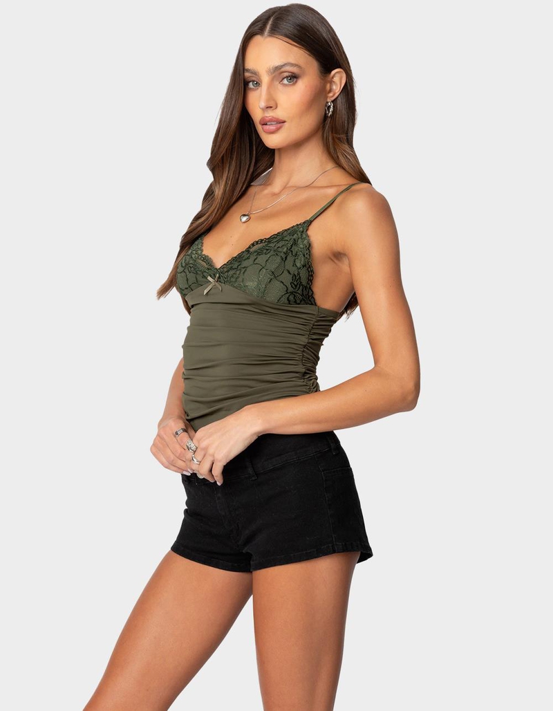 EDIKTED Kathryn Gathered Lacey Tank Top image number 2