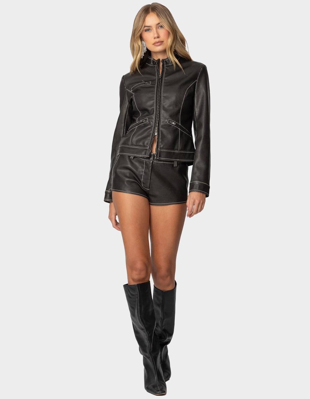 EDIKTED Roxie Faux Leather Jacket - GRAY | Tillys