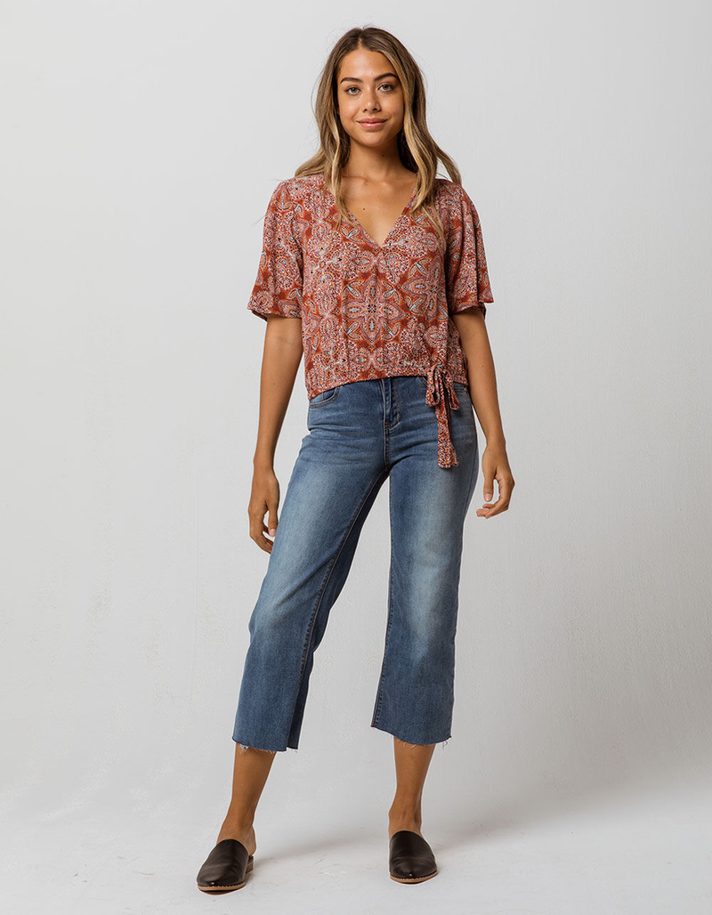 SKY AND SPARROW Surplice Tie Front Womens Top image number 3