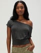 FULL TILT Off The Shoulder Womens Banded Bottom Top image number 1