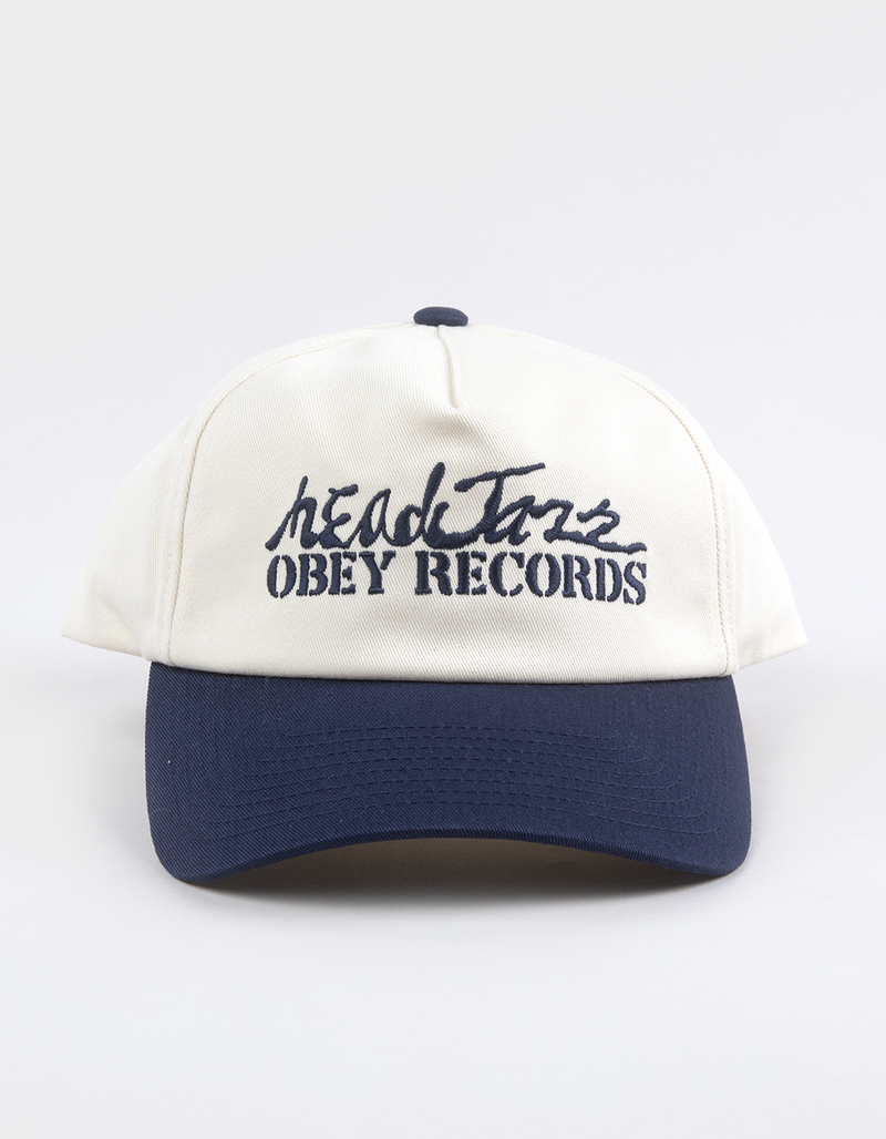 OBEY Head Jazz Records 5 Panel Snapback Hat image number 1