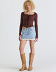 WEST OF MELROSE Lace Trim Womens Button Front Top image number 6