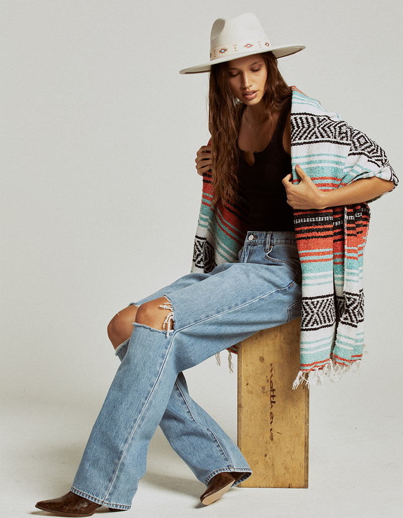 Geo Trim Faux Wool Panama Womens Hat image number 7