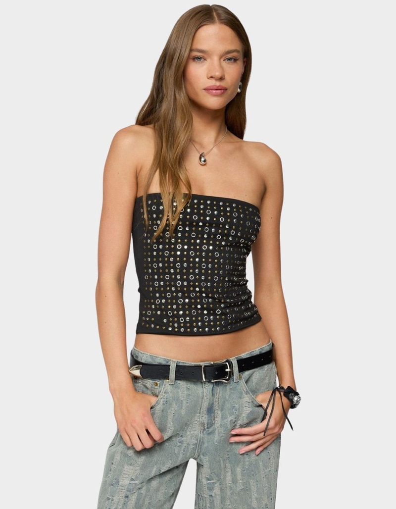 EDIKTED Blanco Studded Grommet Tube Top image number 0