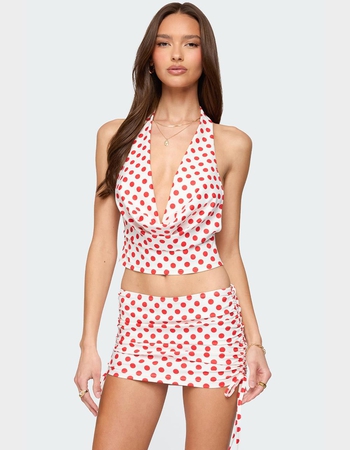 EDIKTED Zoe Polka Dot Cowl Neck Top Primary Image