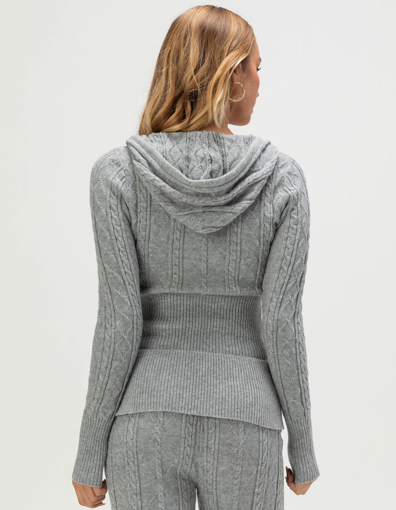 FULL TILT Cable Knit Womens Zip-Up Hoodie image number 4