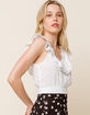 WEST OF MELROSE For The Frill Of It Crochet Trim Womens Top image number 2