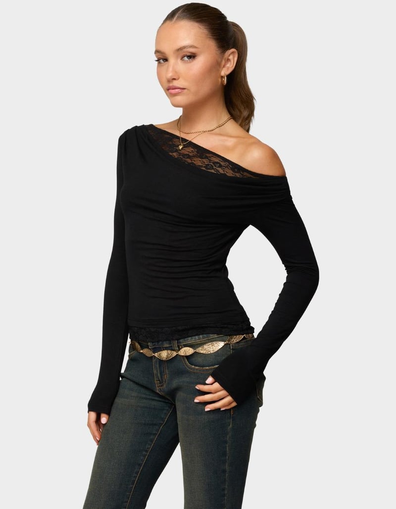 EDIKTED Layered Lacey Off Shoulder Top image number 1