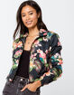 NEW LOOK Hawaiian Print Womens Black Windbreaker Jacket image number 1