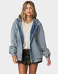 EDIKTED Hooded Vintage Washed Denim Bomber Jacket image number 1