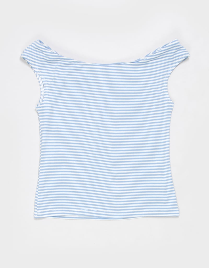 FULL TILT Girls Stripe Off The Shoulder Top image number 1