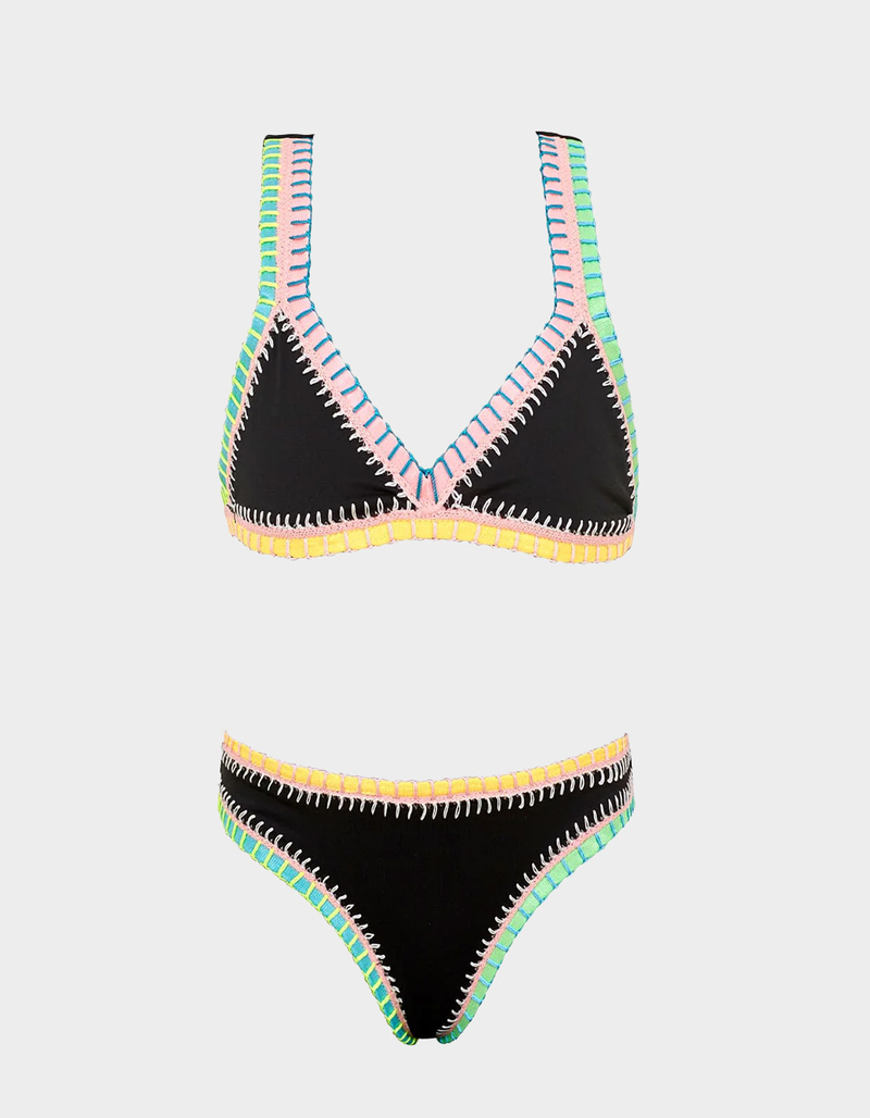 PQ SWIM Rainbow Embroidered Girls Bikini Set image number 0