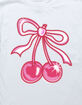 CHERRIES Bow Airbrush Unisex Kids Tee image number 2