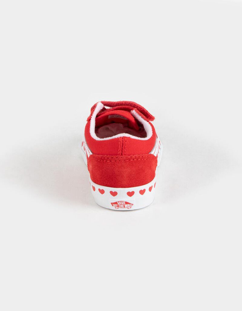 VANS Toddler Heart Foxing Old Skool Velcro Shoes - RED - 389676300