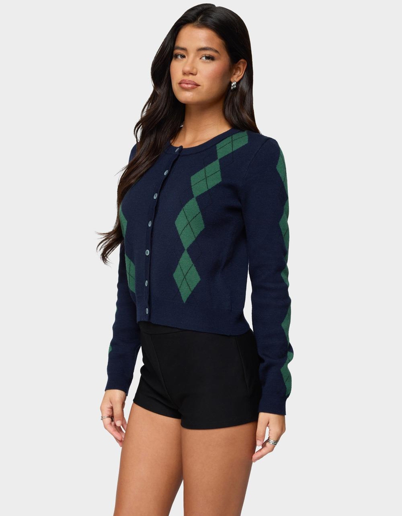 EDIKTED Farren Argyle Cardigan image number 1