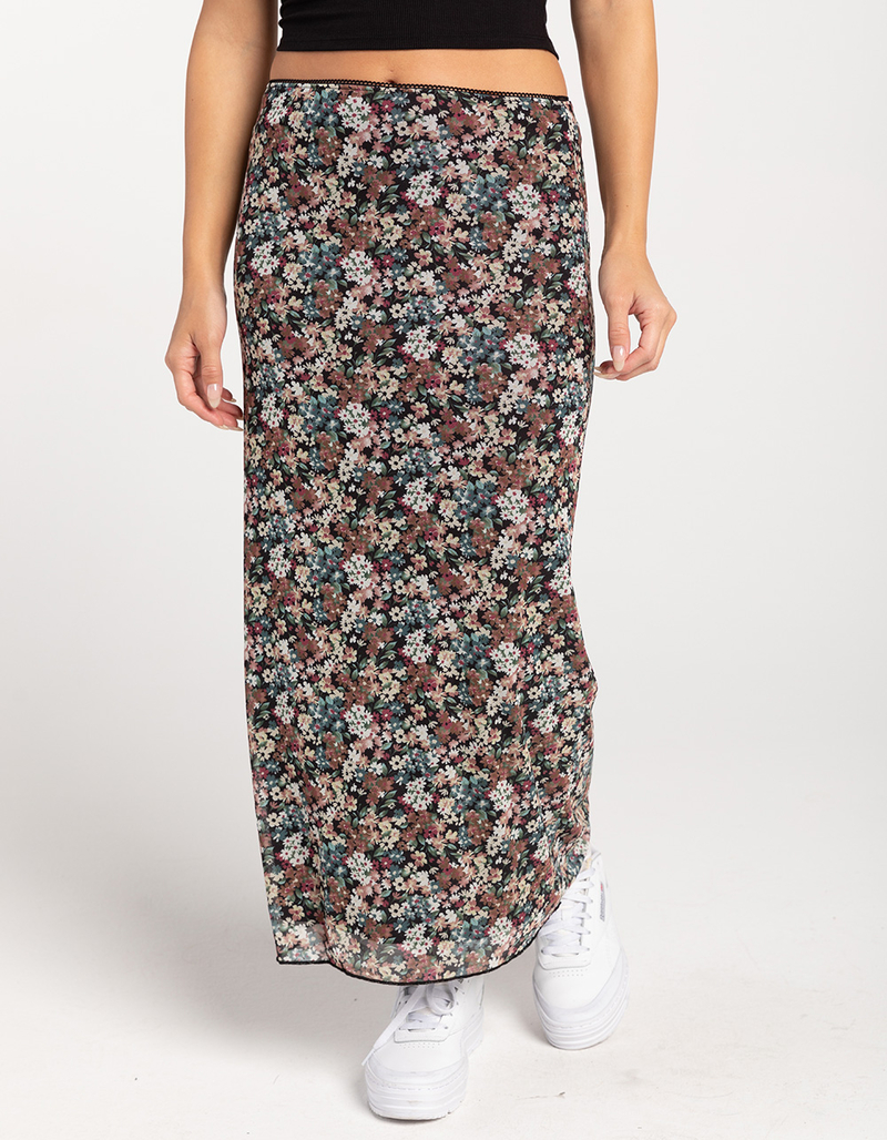 RSQ Womens Low Rise Mesh Maxi Skirt - BLK/MULTI | Tillys