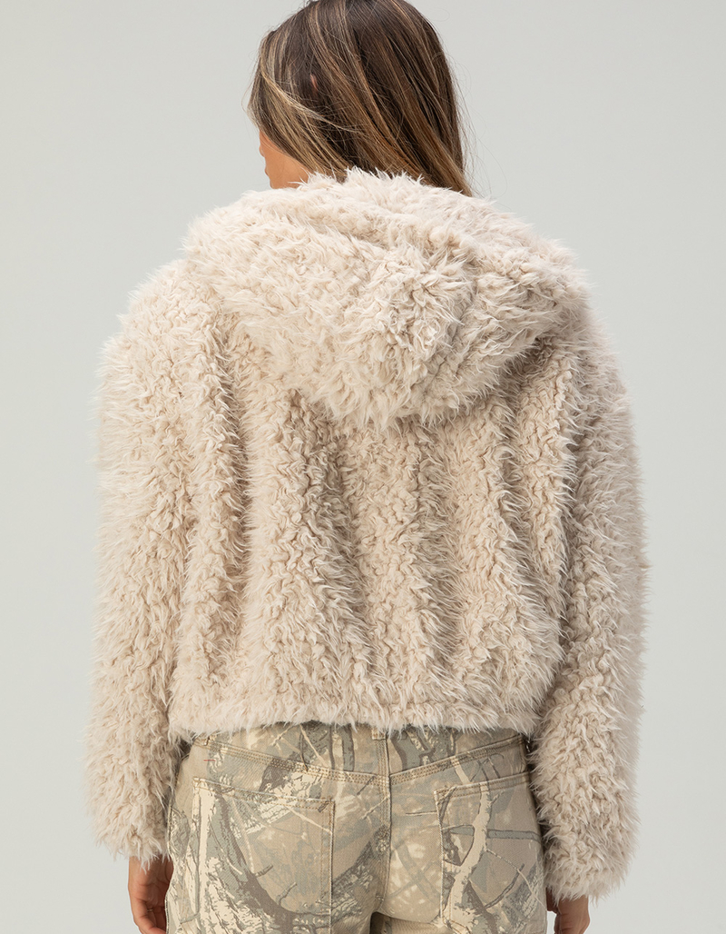 RSQ Womens Long Fur Hooded Jacket image number 3
