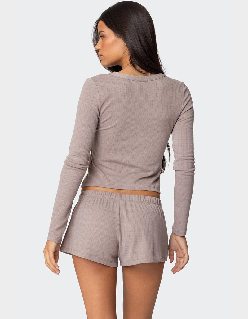 EDIKTED Keely Pointelle Henley Top image number 4