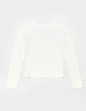 FULL TILT Bow Trim Girls Long Sleeve Tee Primary Image