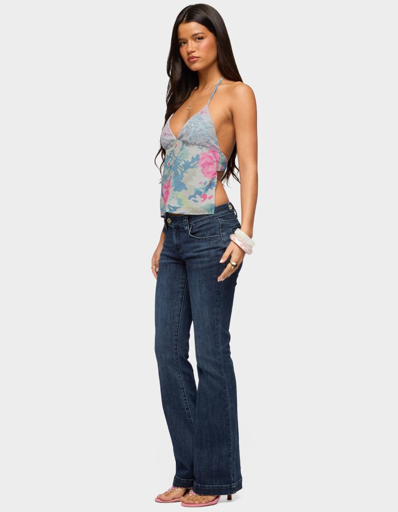 EDIKTED Bloomey Printed Backless Halter Top image number 3