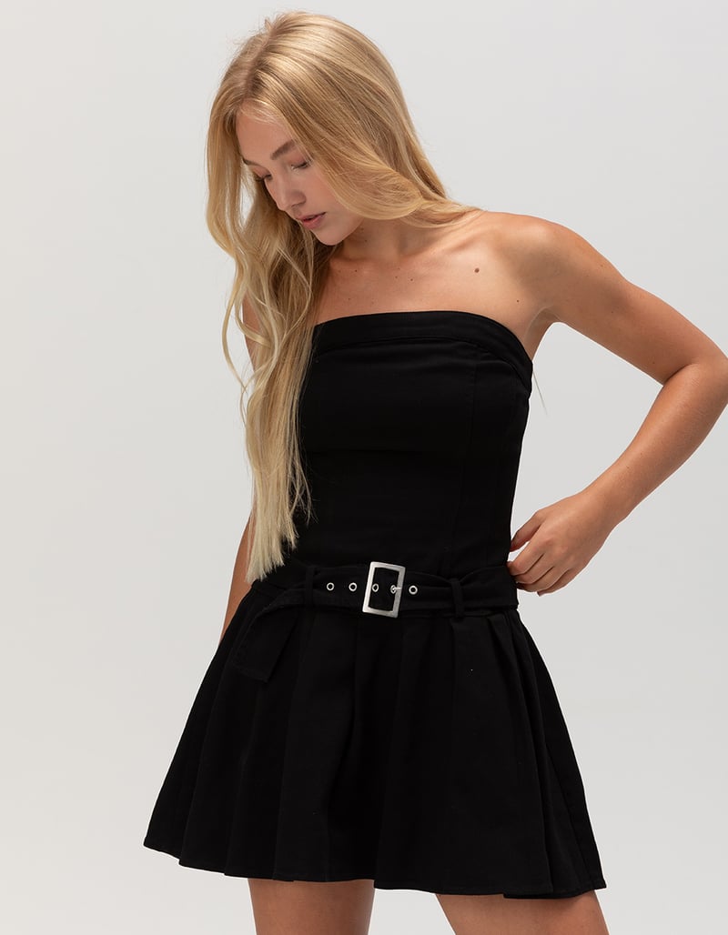 RSQ Womens Pleated Tube Belted Dress image number 0