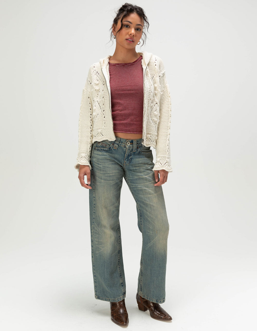 BDG Urban Outfitters Crochet Womens Zip-Up Hoodie - CREAM | Tillys