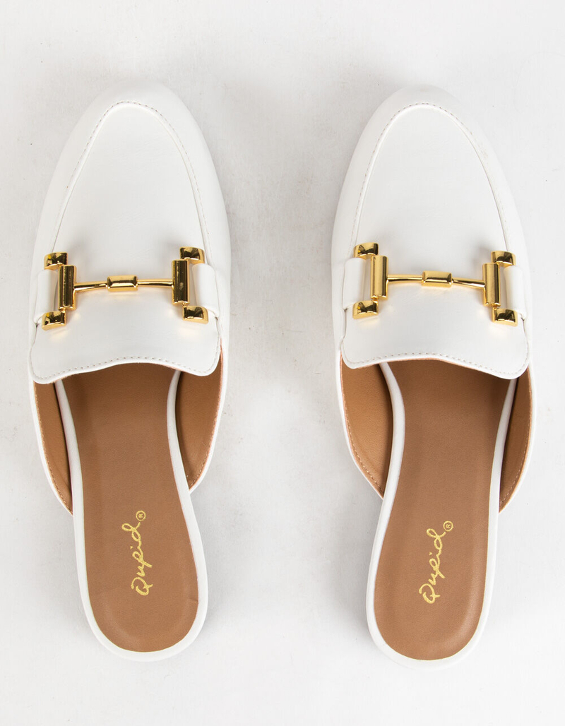 QUPID Chain Link Womens White Mules image number 1