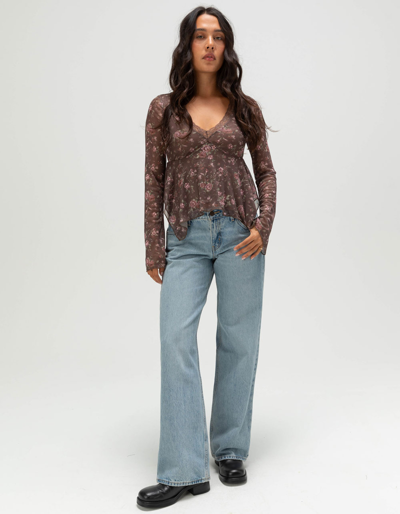MADDEN GIRL Womens Mesh Hanky Long Sleeve Top image number 1