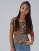 FULL TILT Leopard Print Lace Trim Girls Tee image number 1