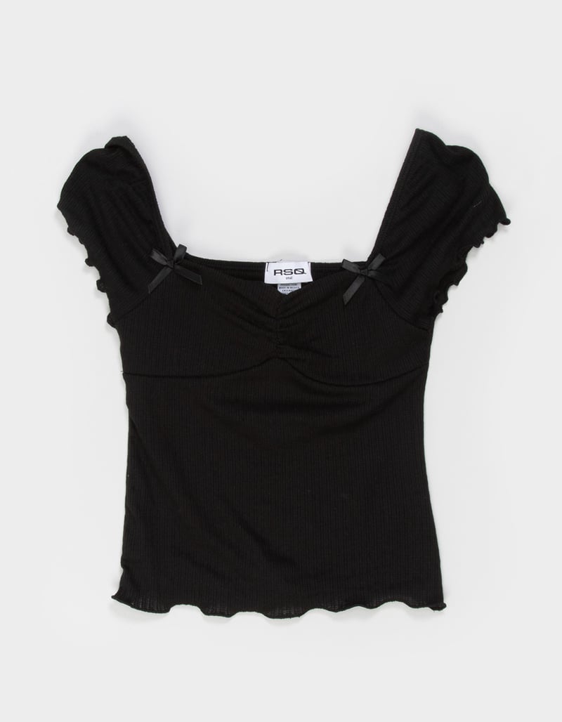 RSQ Girls Cinch Bow Top - BLACK