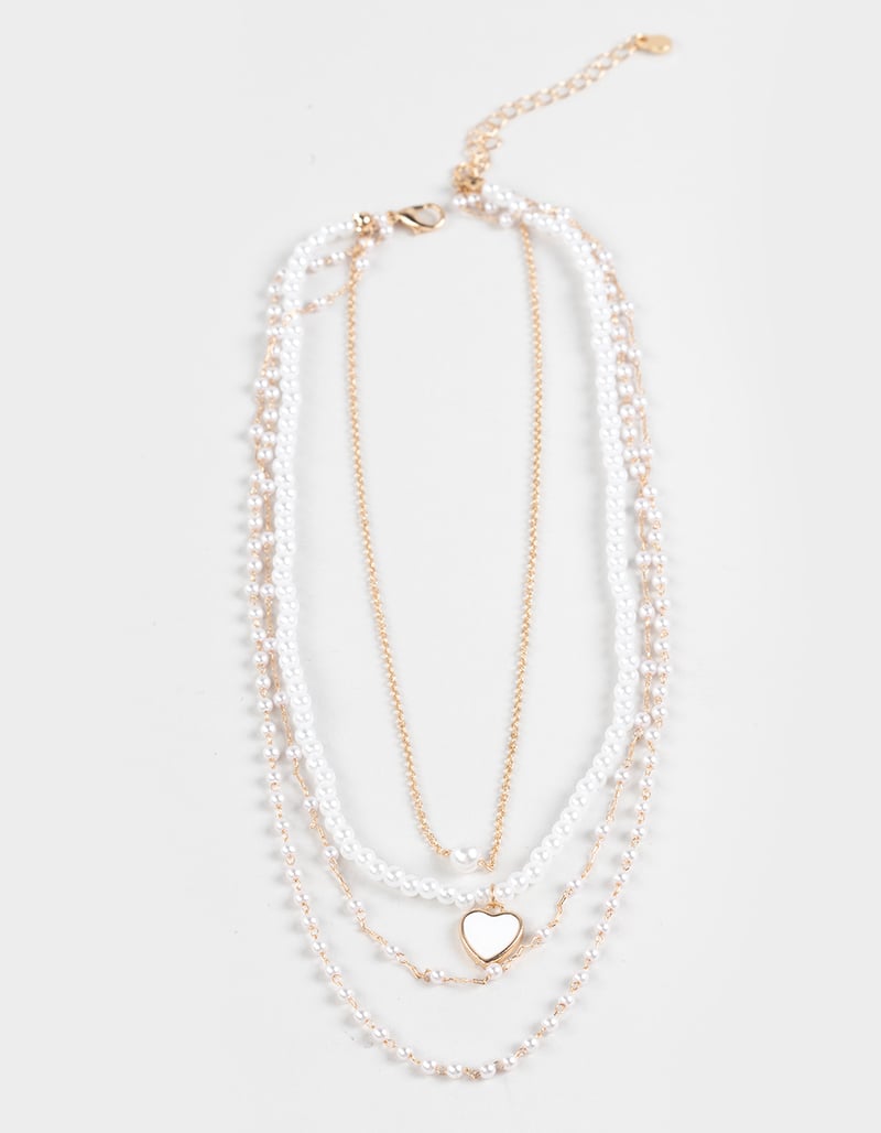 FULL TILT Layered Pearl/Heart Necklace image number 1