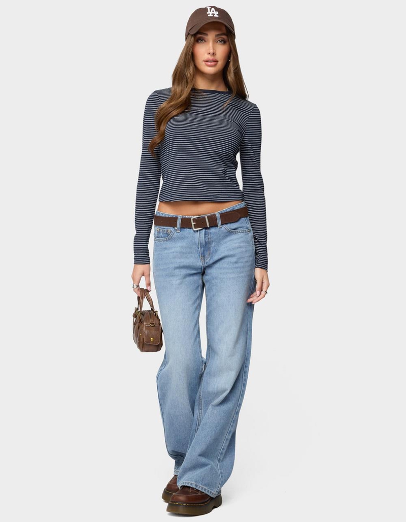 EDIKTED Brianna Striped Long Sleeve Tee image number 4