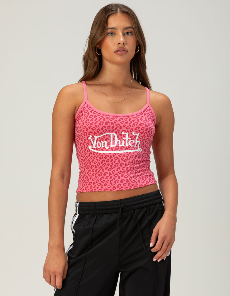 VON DUTCH Pink Leopard Womens Tank Top image number 0