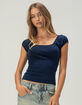 HEART & HIPS Womens Bubble Cap Sleeve Top image number 1
