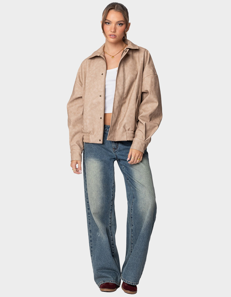 EDIKTED Mori Oversized Faux Leather Jacket image number 4