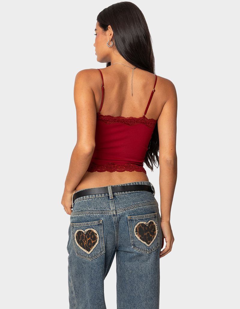 EDIKTED Cruella Lace Trim Tank Top image number 4