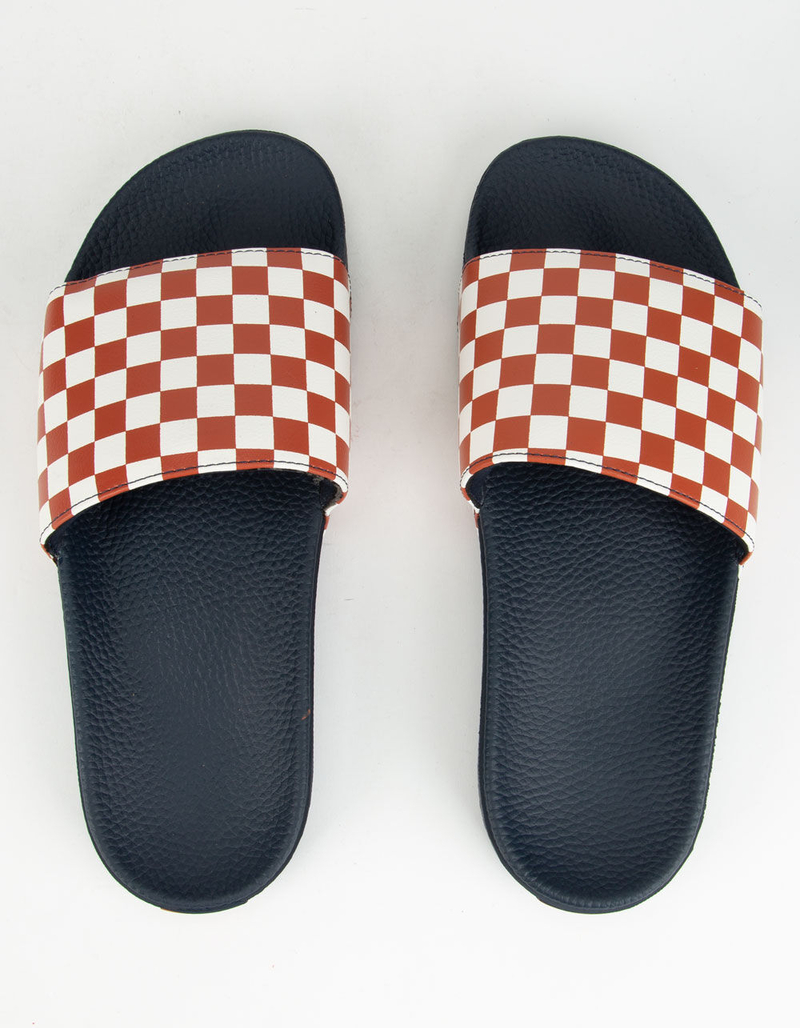 VANS Slide-On Checkerboard Burnt Brick Mens Sandals image number 1